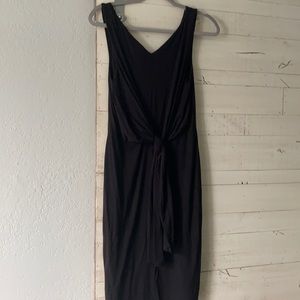 Double layered black dress with front tie